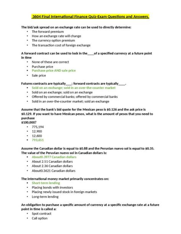 International Finance Questions & Answers PDF: Expert Guide