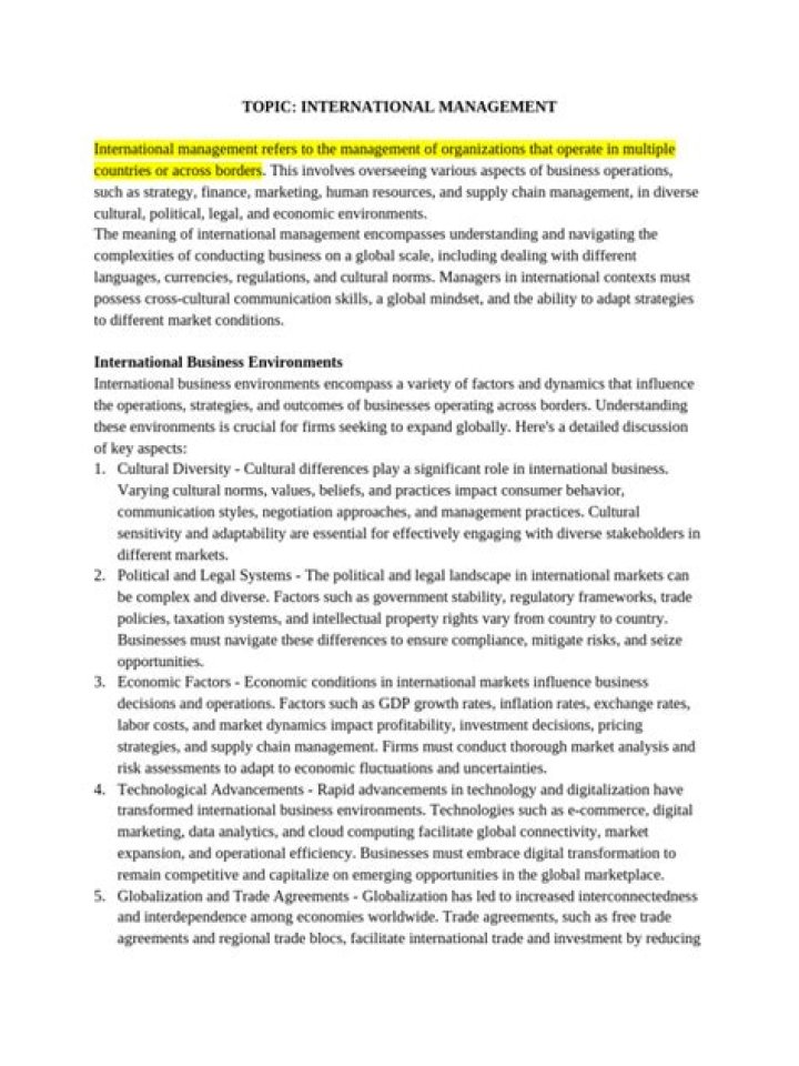 Mastering International Management: Essential PDF Guide