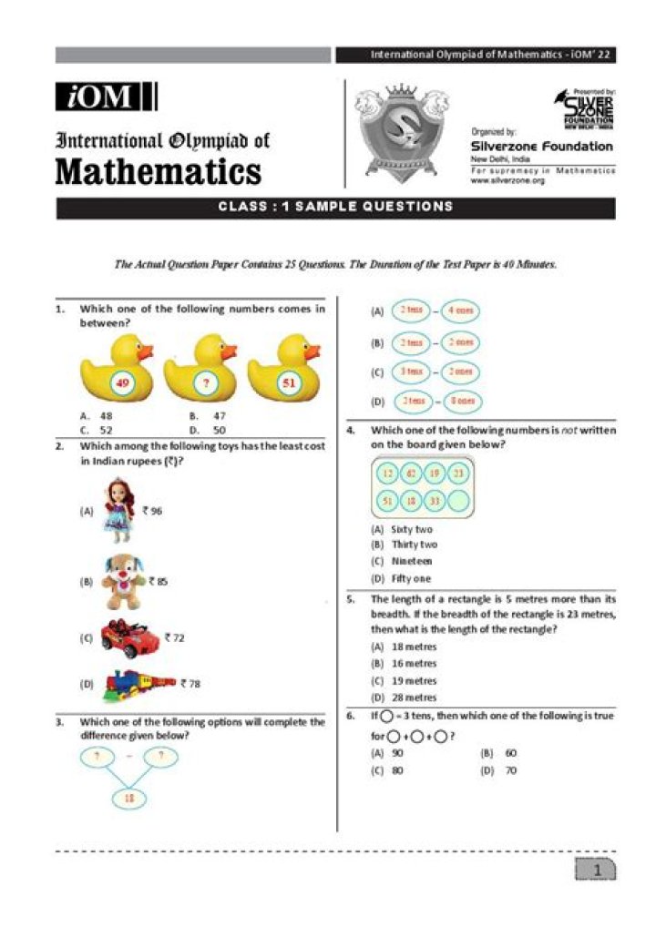 Download Free International Math Olympiad Questions PDFs