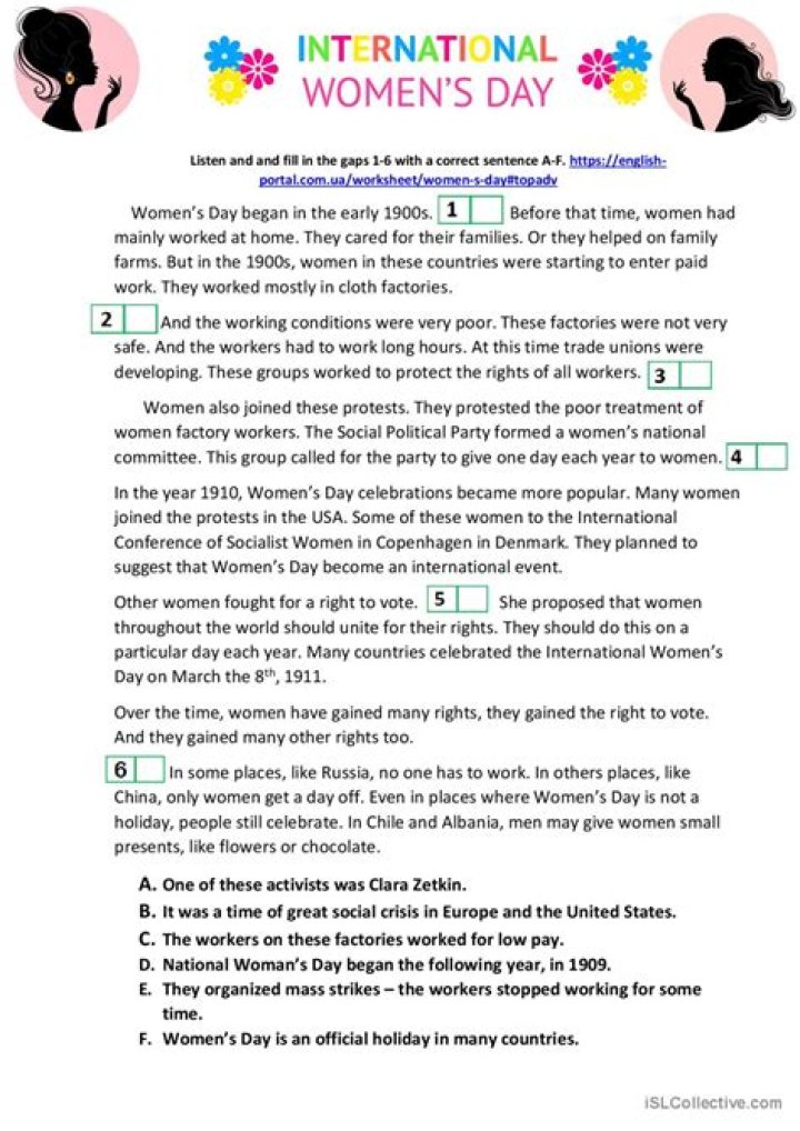 International Women's Day Worksheet PDF – Free Printable Resources