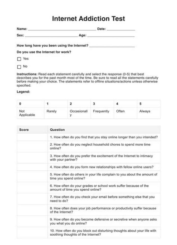 Free Internet Addiction Test by Kimberly Young PDF Download