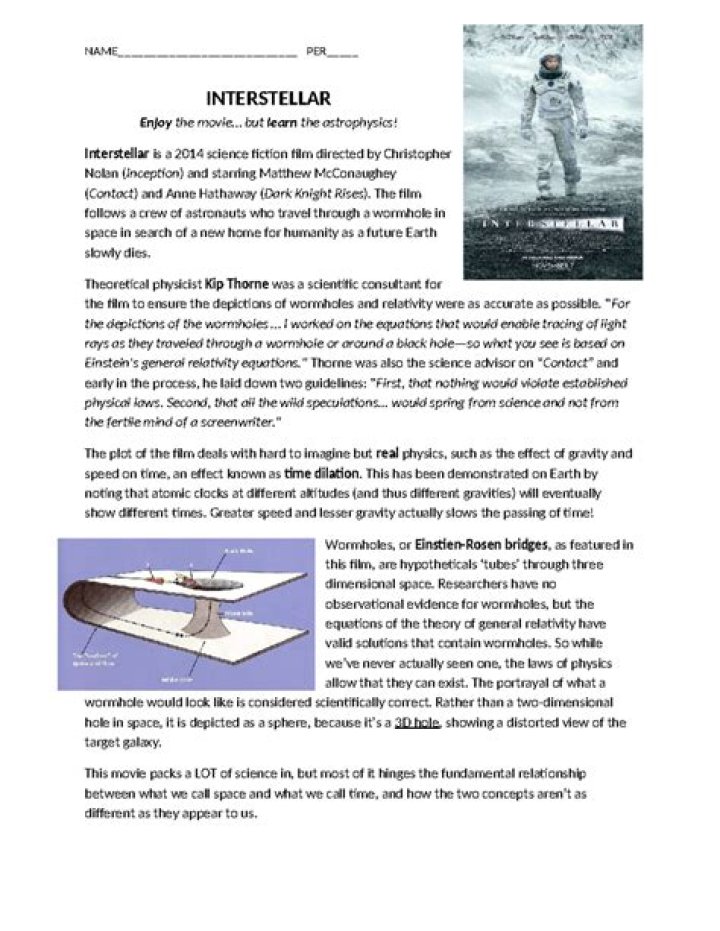 Interstellar Movie Worksheet PDF Answers: Study Guide & Analysis