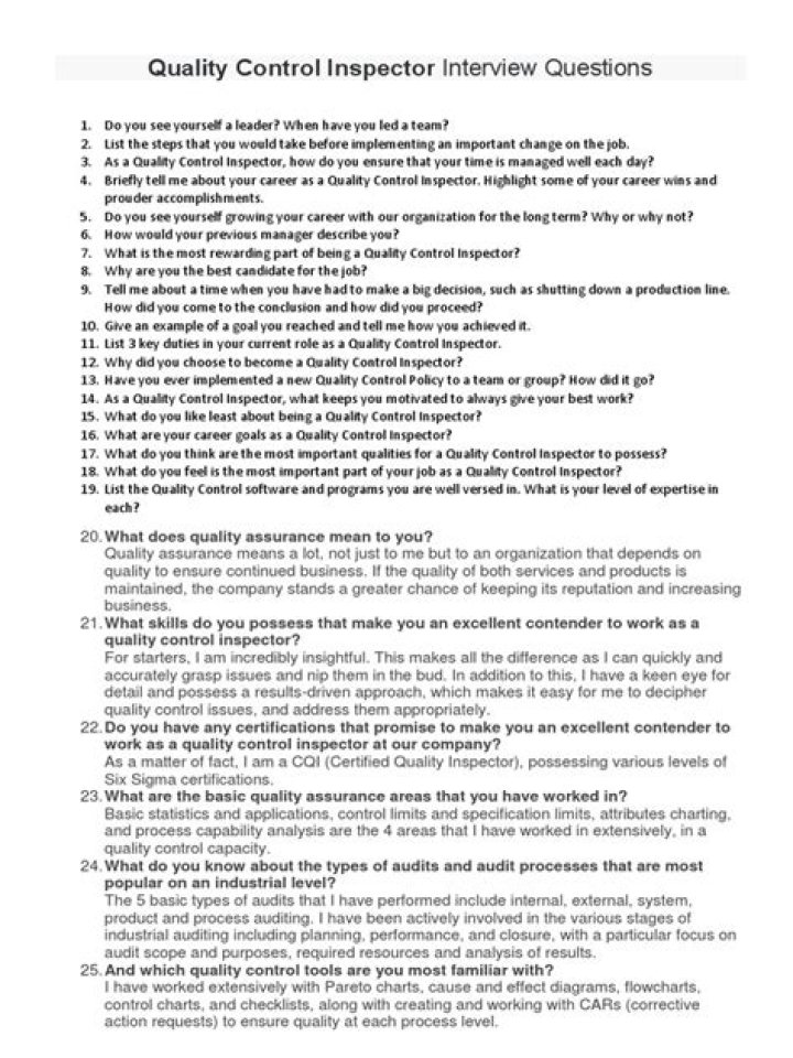 Interview Questions for Quality Control Inspector PDF: Expert Checklist