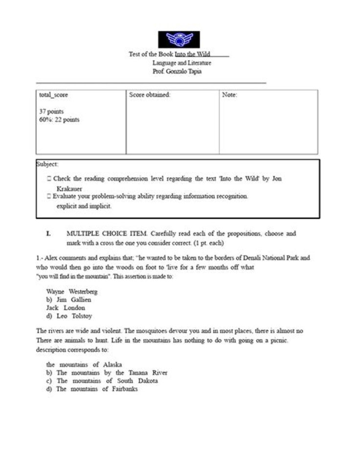 Into the Wild Test PDF: Challenge Your Limits