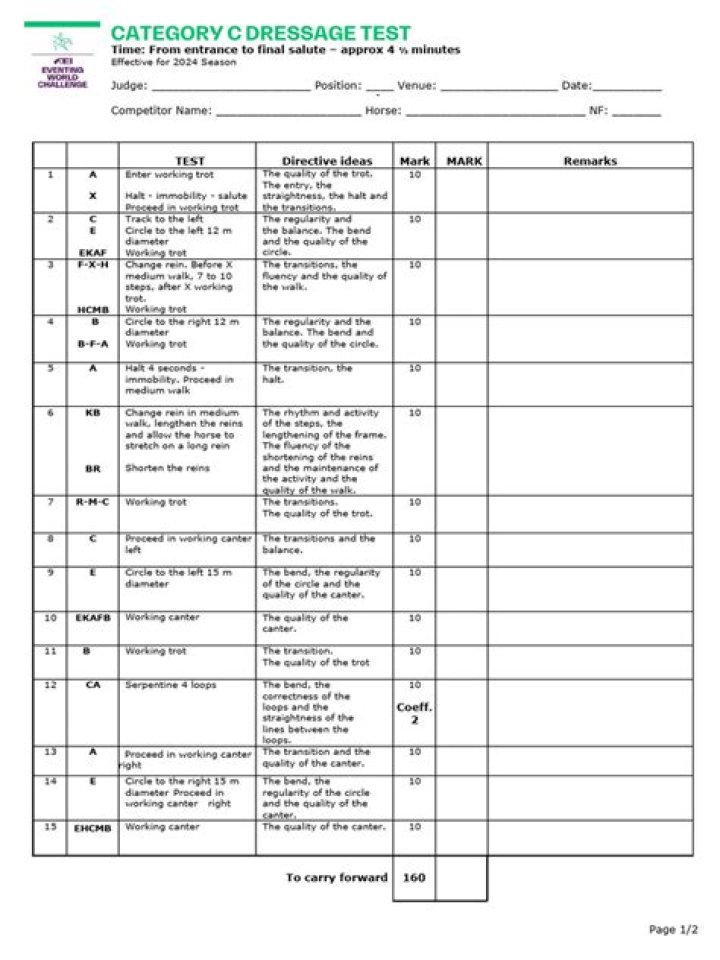 2024 Intro C Dressage Test PDF: Full Training Guide & Exam Checklist