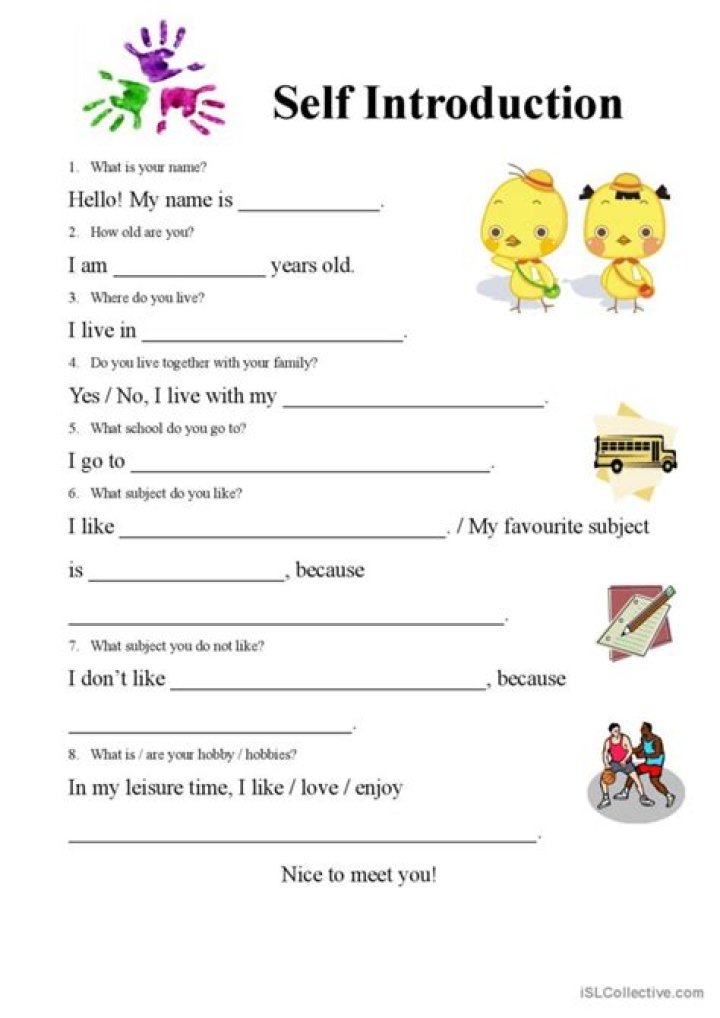 Free Introduce Yourself PDF Worksheet – Ready-to-Print Self-Introduction Template