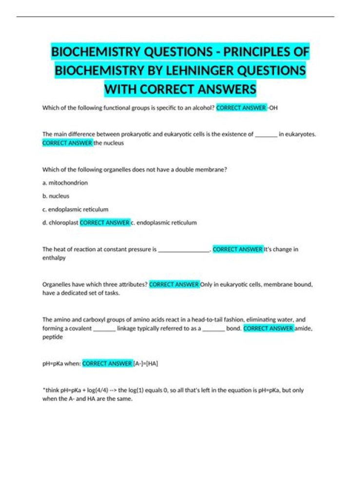 Introduction to Biochemistry: Questions & Answers PDF