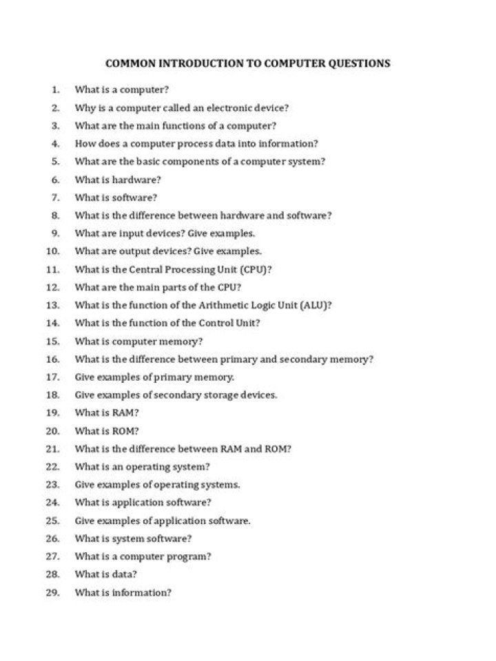 Introduction to Computer Questions PDF: Beginner’s Guide