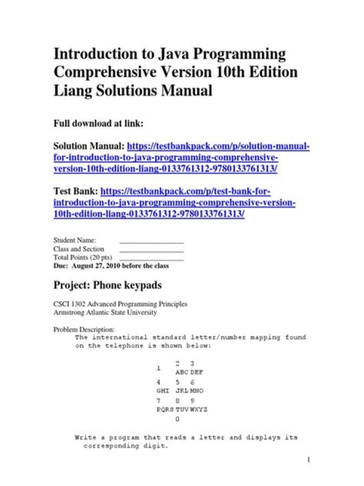 Introduction to Java Programming 10th Edition Checkpoint Answers PDF