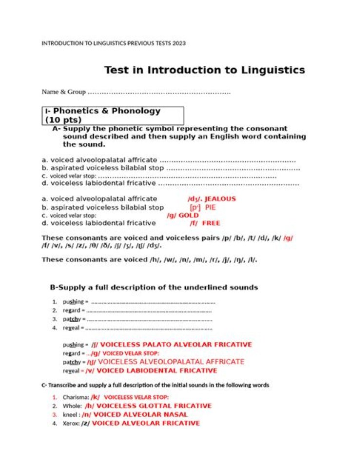 Introduction to Linguistics Exam Questions with Answers PDF – Perfect Study Resource