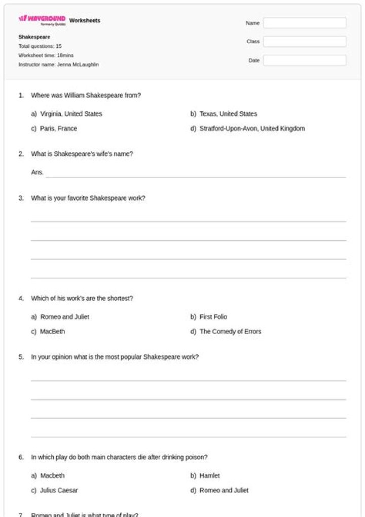 Introduction to Shakespeare Worksheet PDF: Free Practice & Analysis