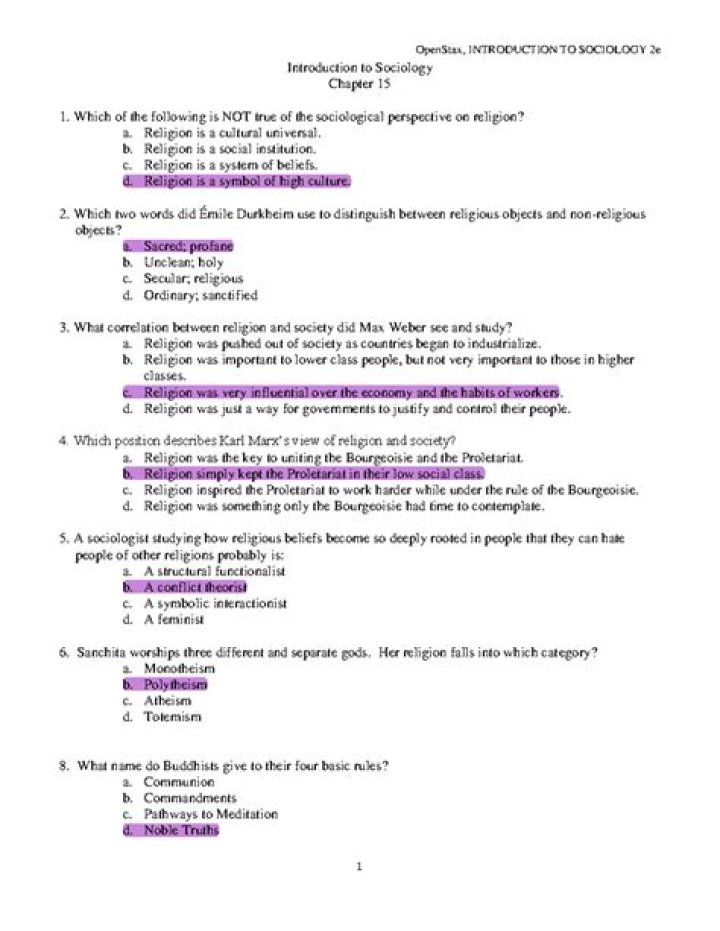 Introduction to Sociology Questions and Answers PDF