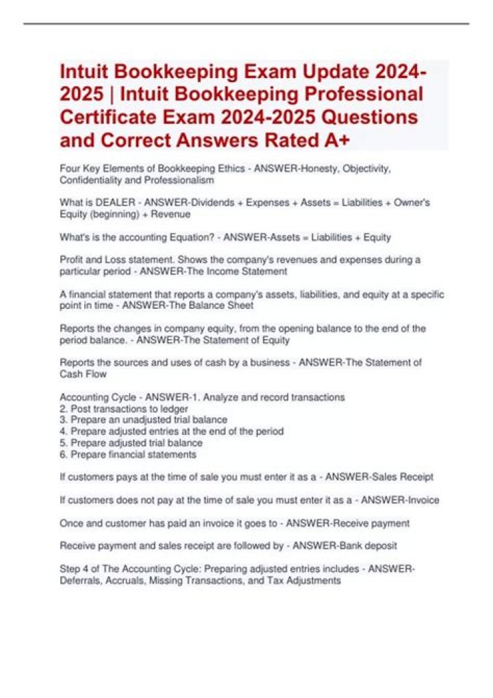 Free Intuit Bookkeeping Exam Questions PDF – Practice & Pass with Confidence