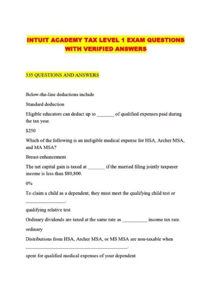 Intuit Tax Level 1 Exam Answers PDF – Complete Guide & Solutions