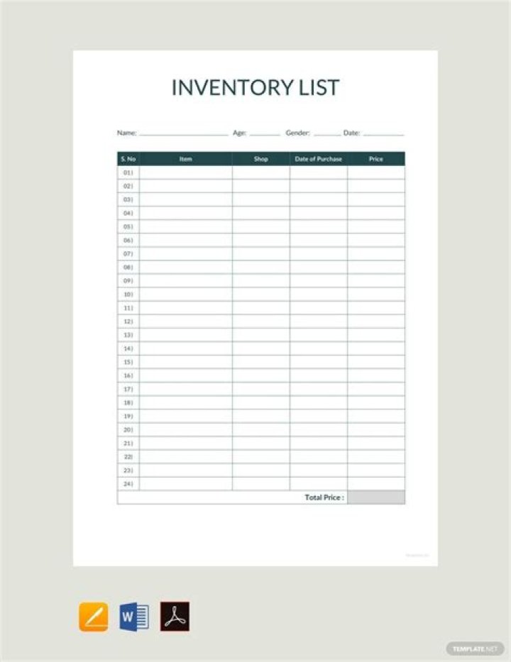 Free Inventory List PDF for Accurate Stock Tracking