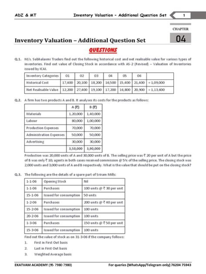 Inventory Valuation Questions and Answers PDF: Expert Guide