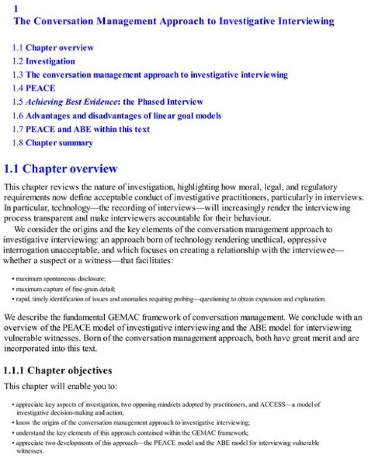 Mastering Investigative Interviewing: The Conversation Management Approach