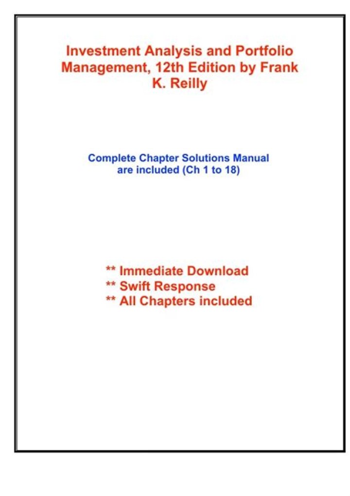 Investment Analysis and Portfolio Management 12th Edition PDF: Expert Guide