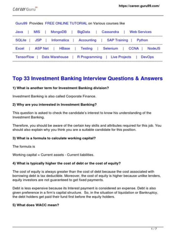 Top Investment Banking Interview Questions PDF – Crack the Interview