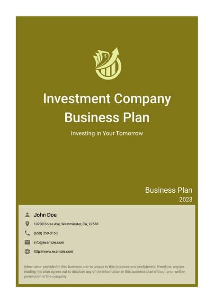 Investment Holding Company Business Plan PDF: Full Template & Guide