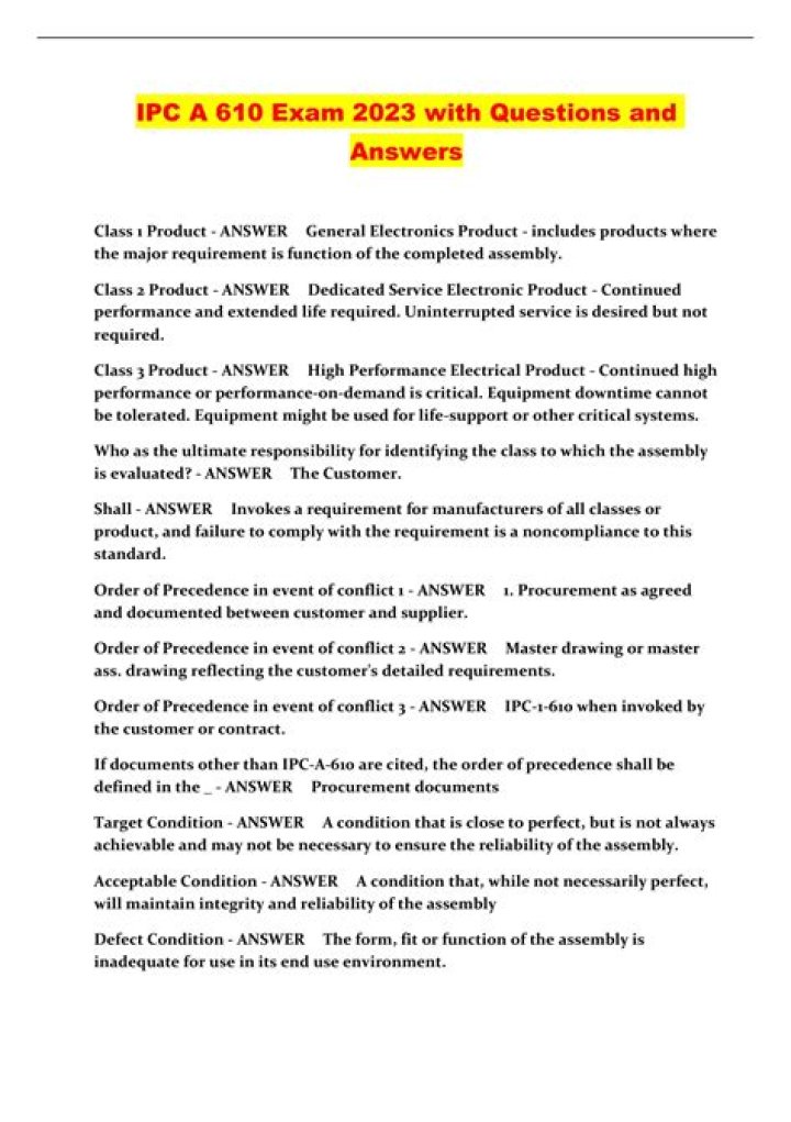 IPC 610 Test Questions and Answers PDF – Perfect Study Guide