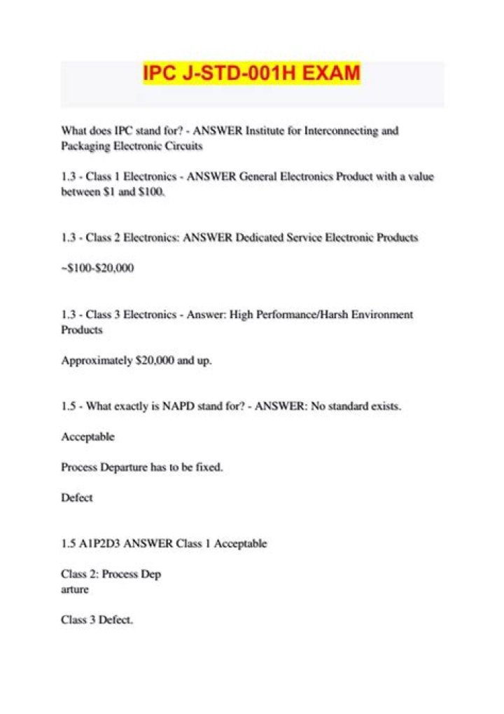 IPC J-STD-001H Test Answers PDF – Complete Exam Guide