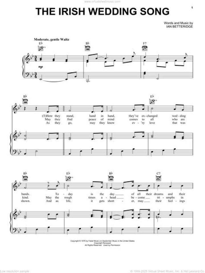Irish Wedding Song Sheet Music PDF for Free Download