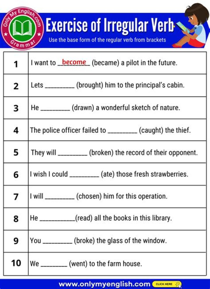 Irregular Verbs Exercises with Answers PDF – Instant Download