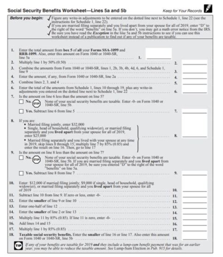 Download Free IRS Social Security Worksheet PDF