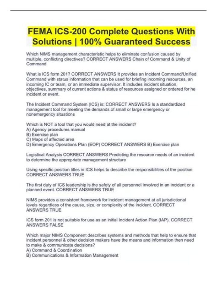 Is 200 C FEMA Test Answers PDF? Official Guide