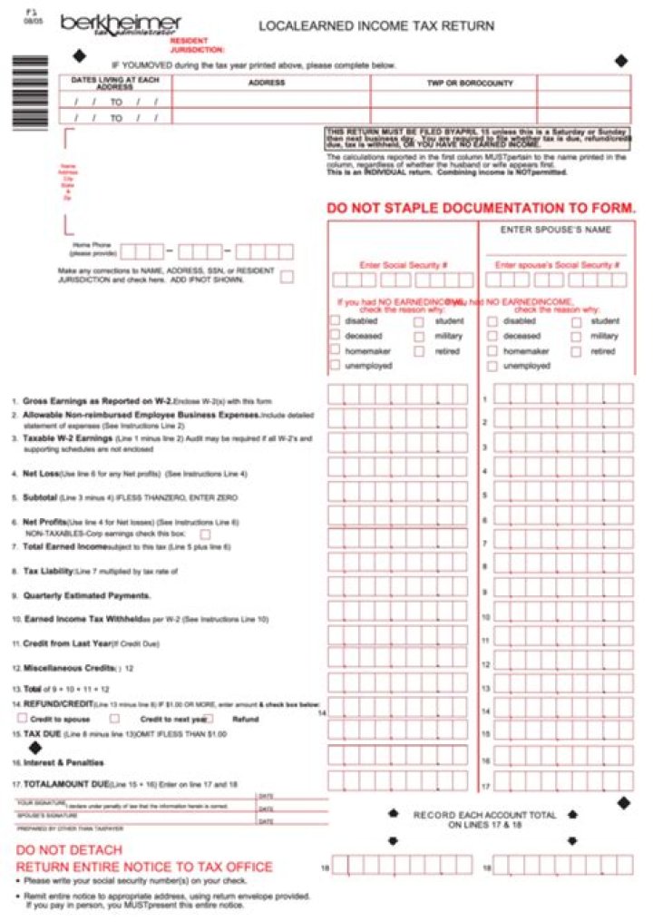 Is rental income subject to PA local earned income tax?
