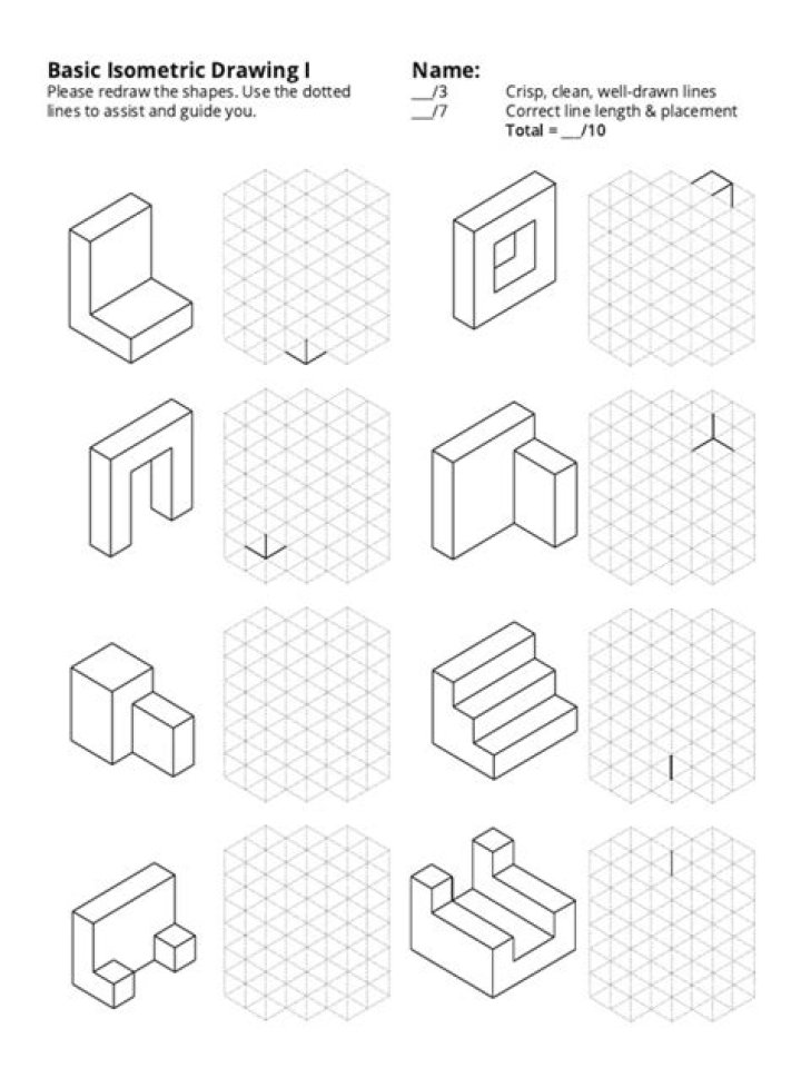 Free Isometric Drawing Worksheet PDF – Printable Drawing Exercises