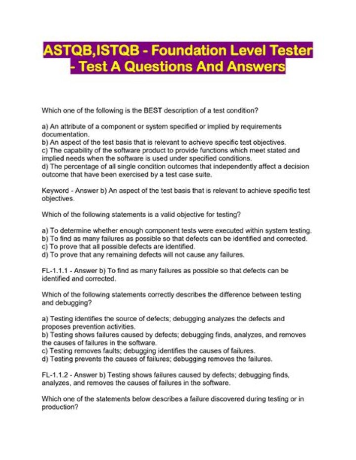 ISTQB Foundation Level Exam Questions and Answers PDF for Success