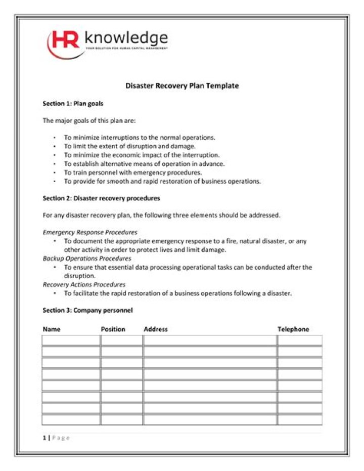 IT Disaster Recovery Plan Template PDF – Download Free Template