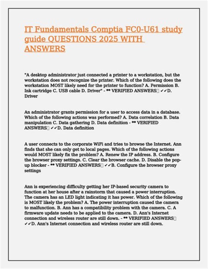 Essential IT Fundamentals Questions & Answers PDF
