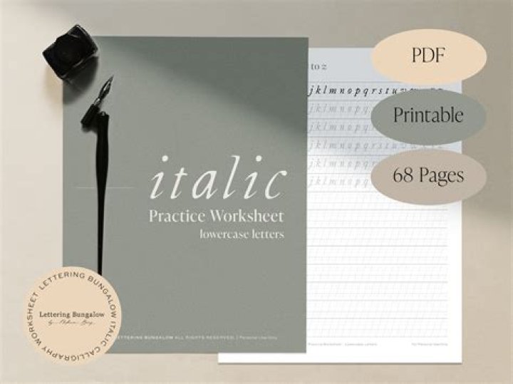 Download Free Italic Handwriting Practice Sheets PDF