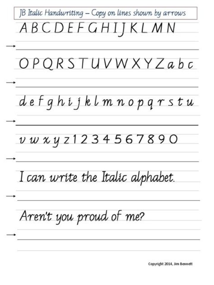 Download Free Italian Handwriting Worksheets in PDF Format
