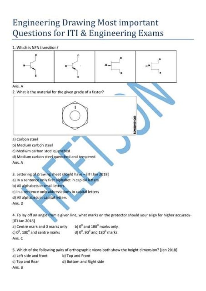 ITI Engineering Drawing 2019 Question Paper PDF – Download Now