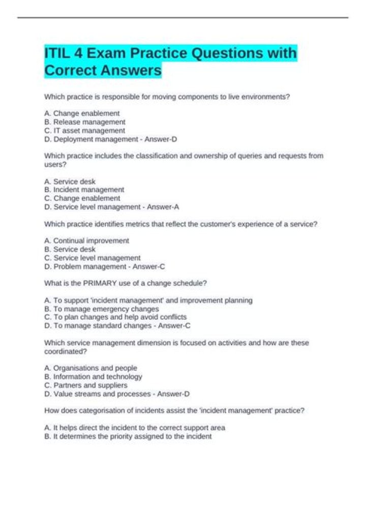 ITIL Certification Questions and Answers PDF – Master Your Exam