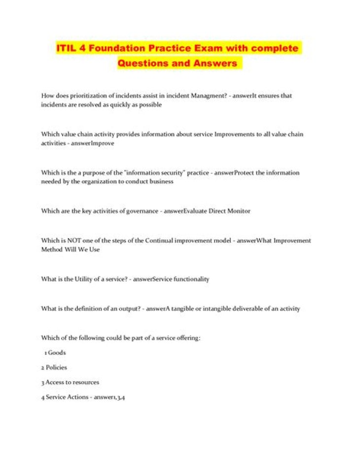 ITIL Foundation Questions & Answers PDF: Expert Review & Practice Exam