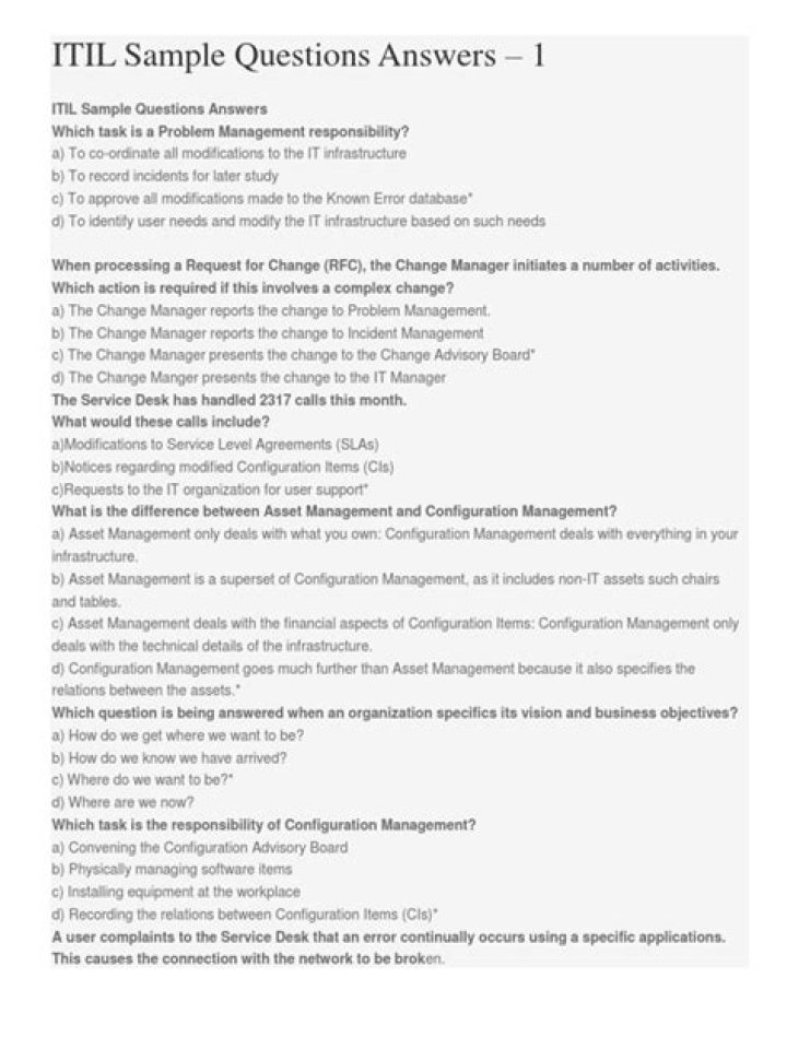 ITIL Questions and Answers PDF: Master Service Management