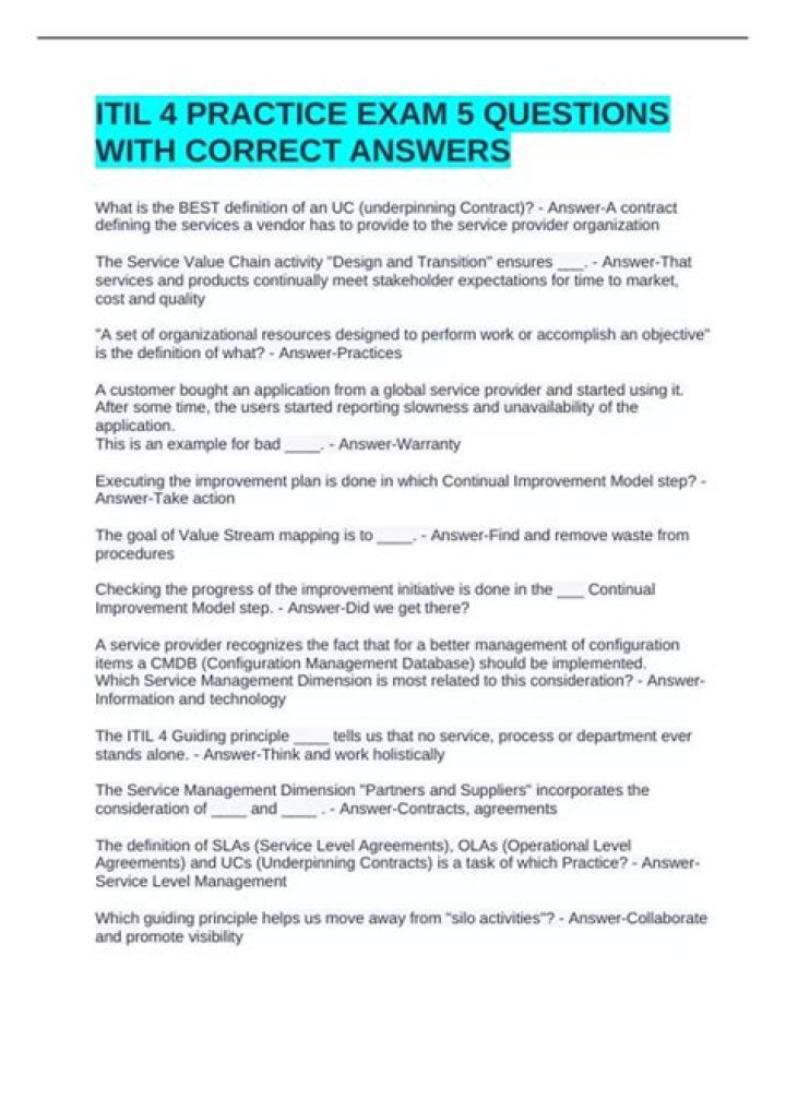 ITIL Service Operation Exam Questions PDF – Practice Tests & Study Guide