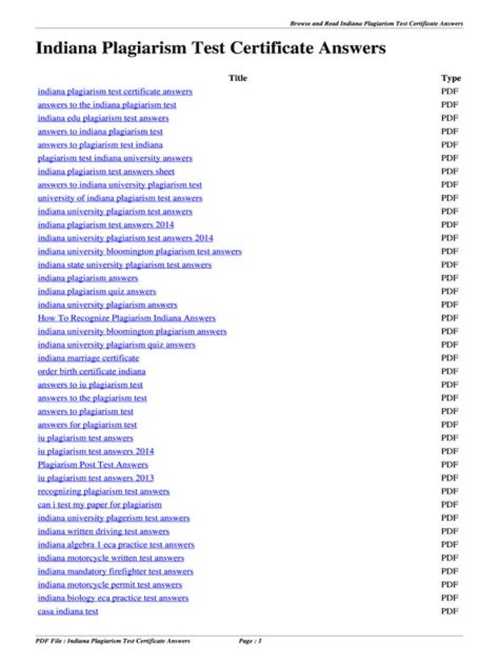 Free IU Plagiarism Test Answers PDF – Instant Download