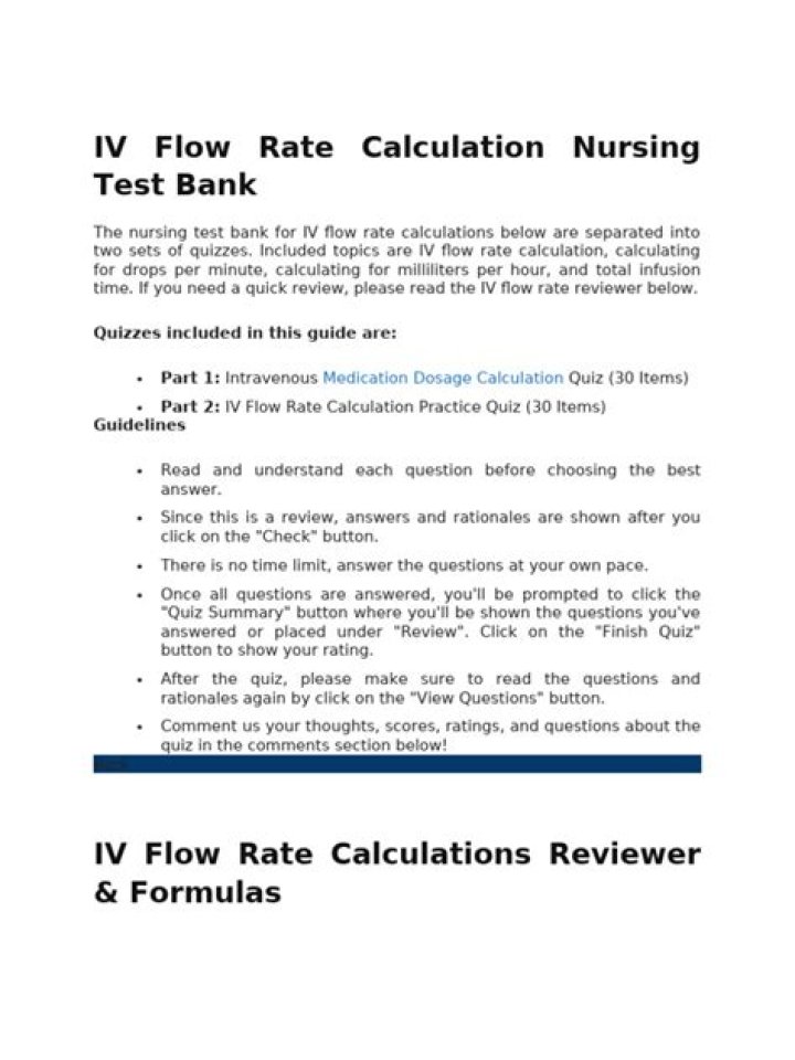 IV Calculations Practice Questions PDF for Exam Prep
