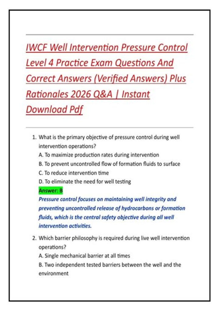 Free IWCF Level 4 Questions & Answers PDF – Instant Download