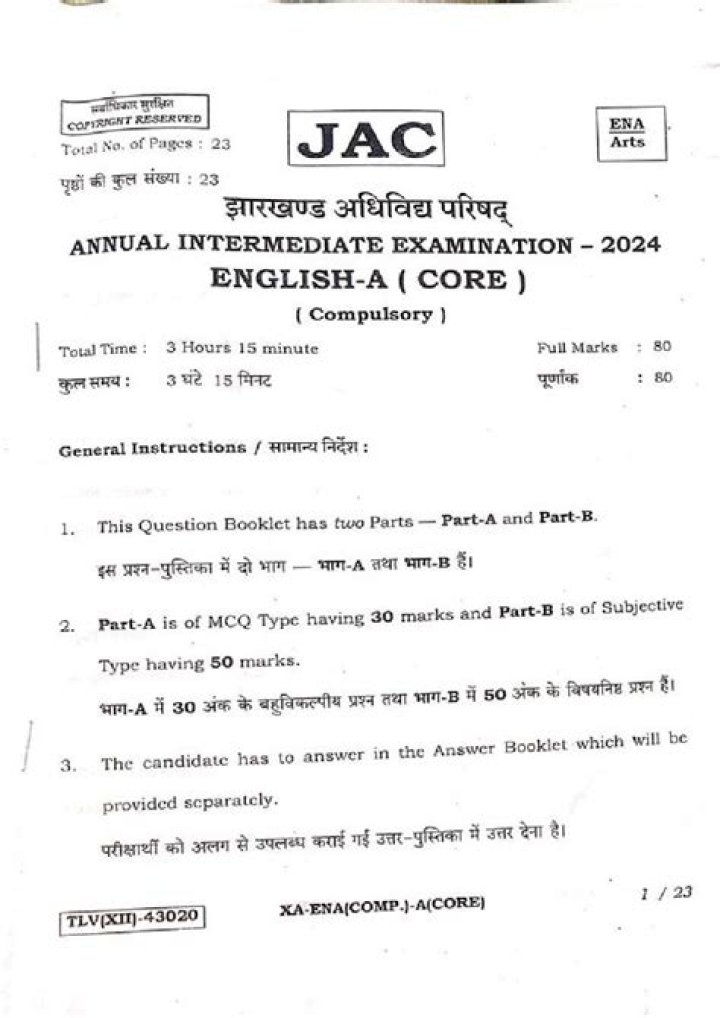 JAC Board Class 12 Question Paper 2018 PDF Download – Full Solved Papers