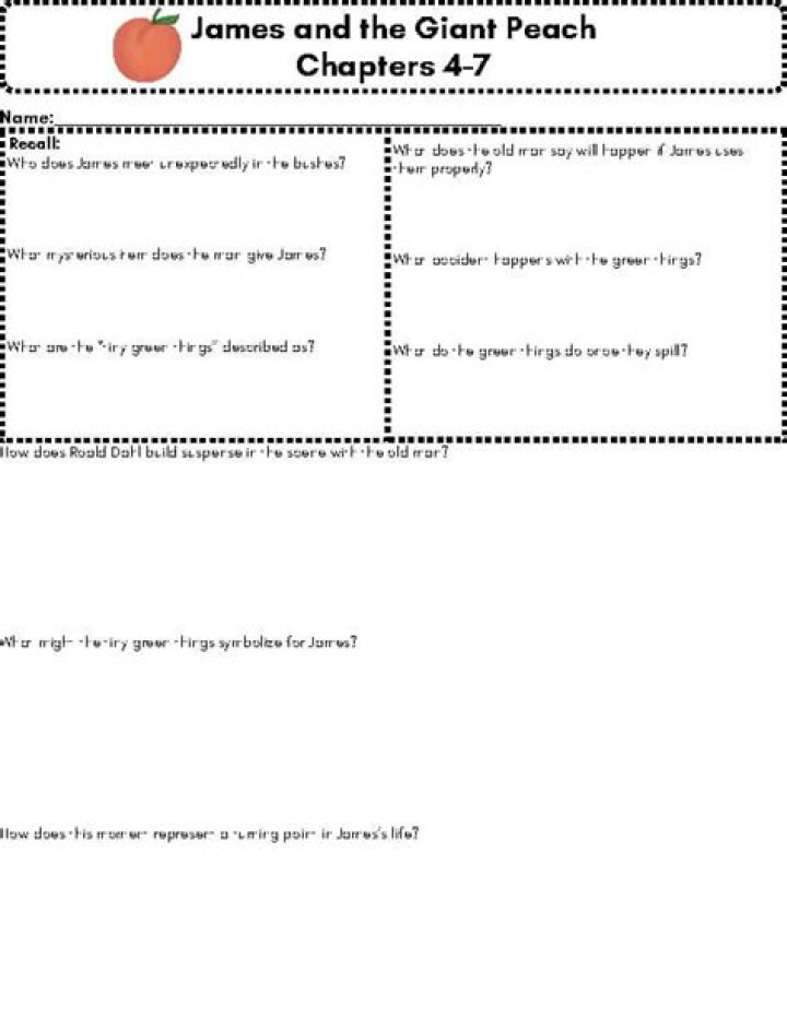 Free James and the Giant Peach Questions and Answers PDF