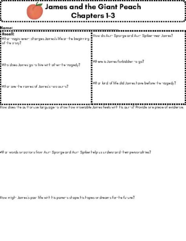 James and the Giant Peach Answers & Questions PDF Guide