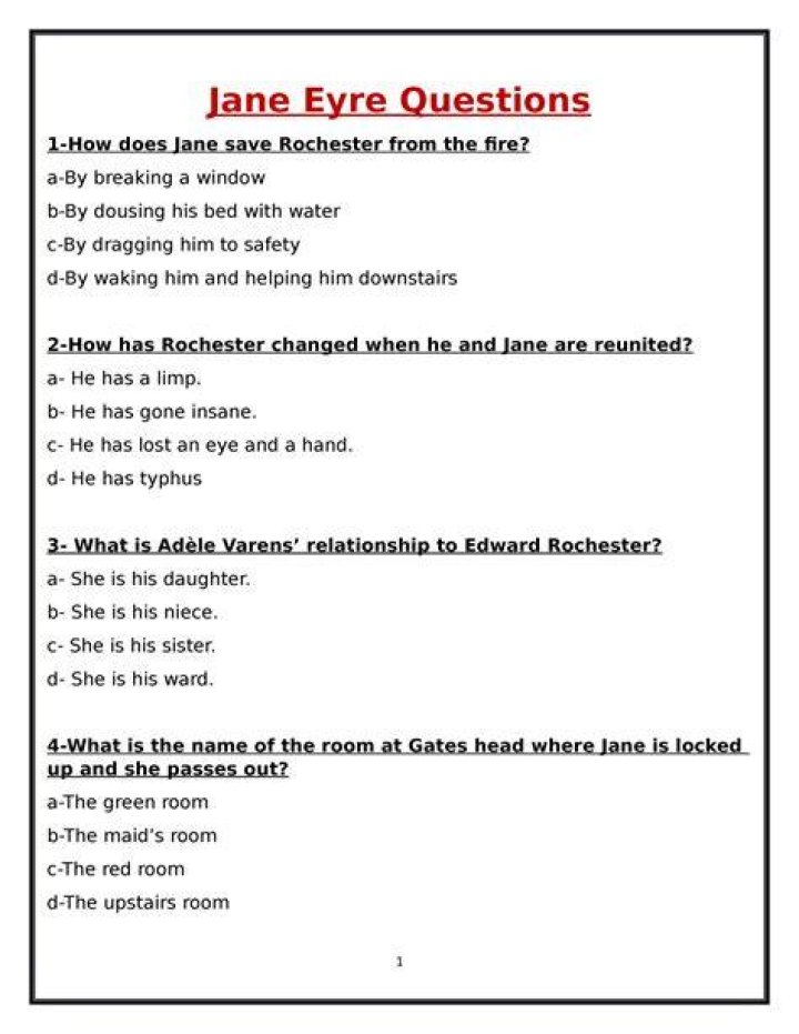 Jane Eyre Questions and Answers PDF: Complete Study Guide