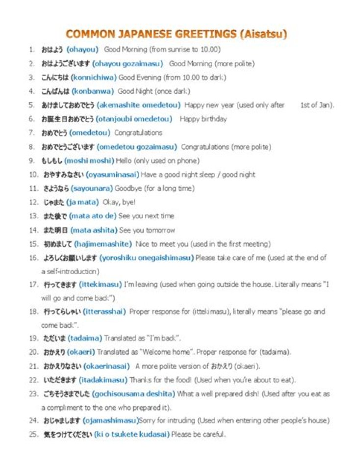 Complete Japanese Greetings List PDF for Travel & Culture